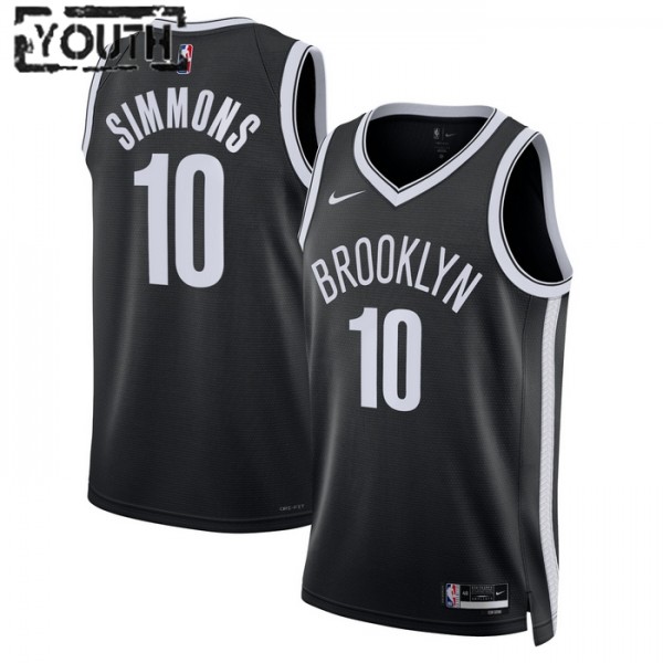 Brooklyn Nets Trikot Ben Simmons 10 Nike 2022-23 Icon Edition Schwarz Swingman - Kinder